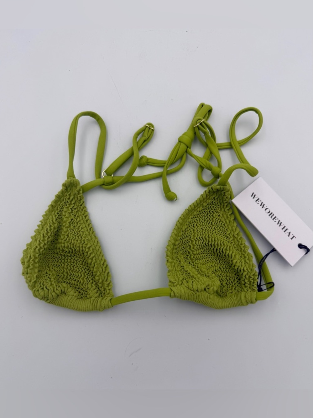 WeWoreWhat Chartreuse Smocked Triangle Top